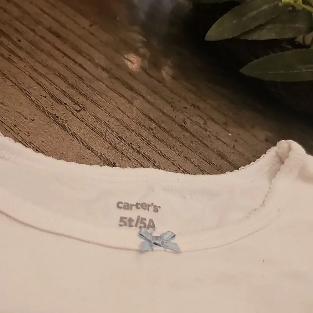 Carter's White Long Sleeve Pajama Set with Polka Dots Size 5